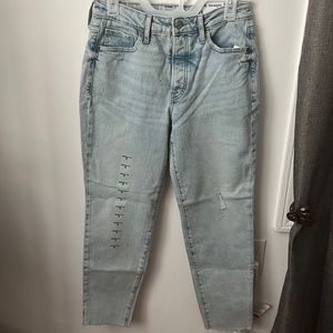 O.G Straight Jeans Light washed rip on pant leg (original) cut off ankle Size 6